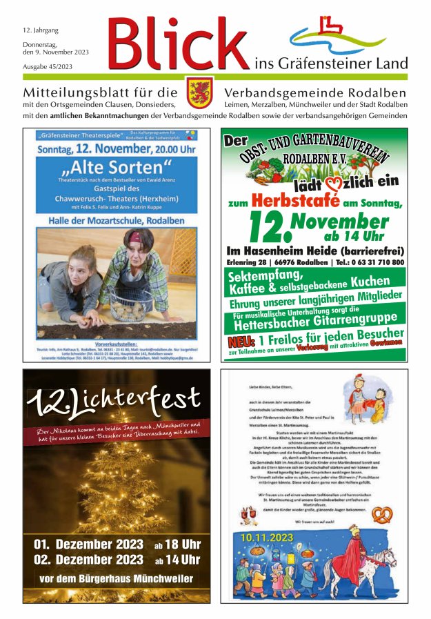Blick ins Gräfensteiner Land VG Rodalben Titelblatt 45/2023