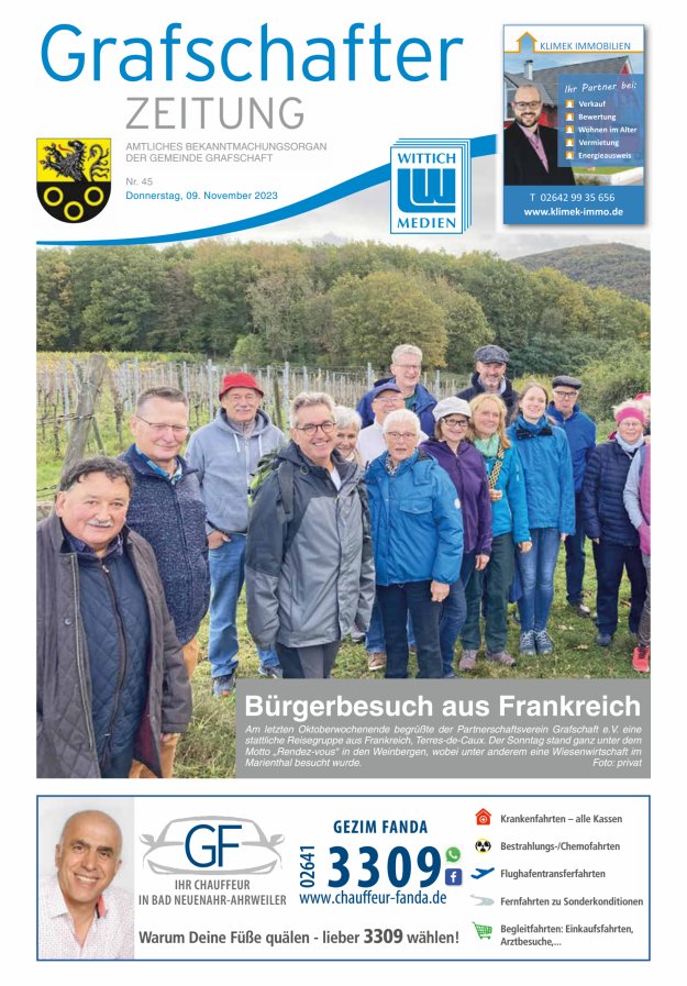 Grafschafter Zeitung Titelblatt 45/2023