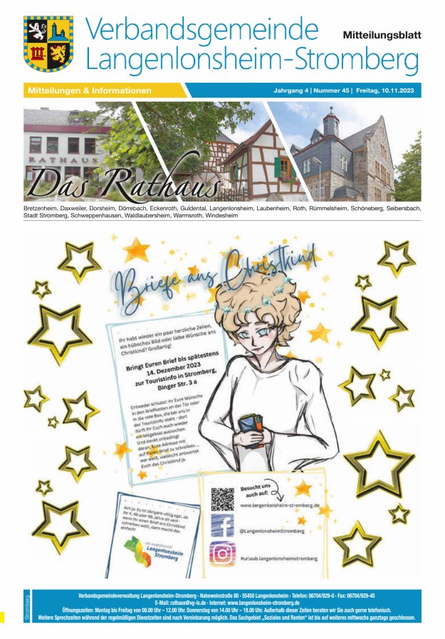 Das Rathaus - MTB d VG Langenlonsheim-Stromberg  Titelblatt 45/2023