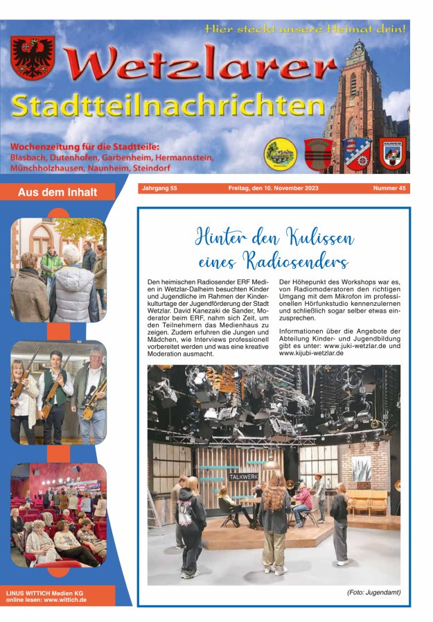 Wetzlarer Stadtteilnachrichten Titelblatt 45/2023