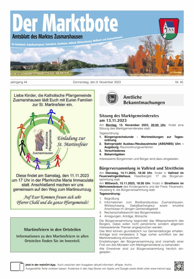 Zusmarshausen - Der Marktbote Titelblatt 45/2023