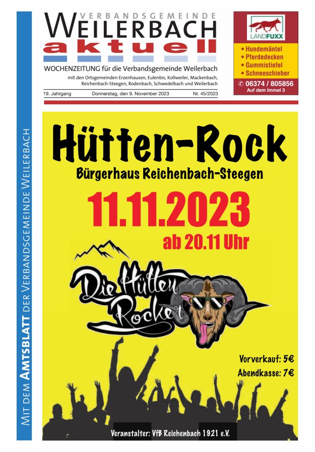 Verbandsgemeinde Weilerbach aktuell Titelblatt 45/2023