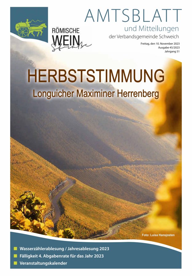 Amtsblatt VG Schweich Titelblatt 45/2023