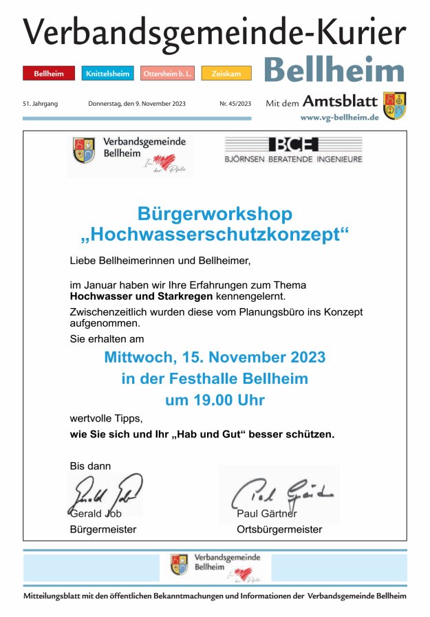 Verbandsgemeinde-Kurier Bellheim Titelblatt 45/2023