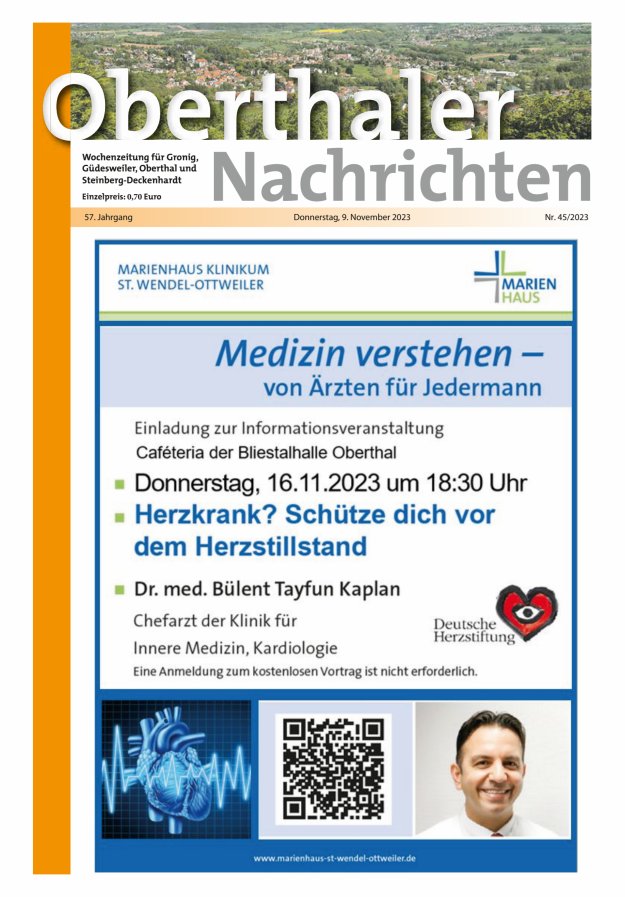 Oberthaler Nachrichten Titelblatt 45/2023