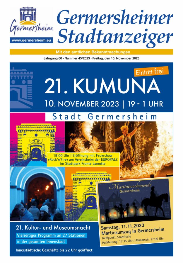 Germersheimer Stadtanzeiger Titelblatt 45/2023