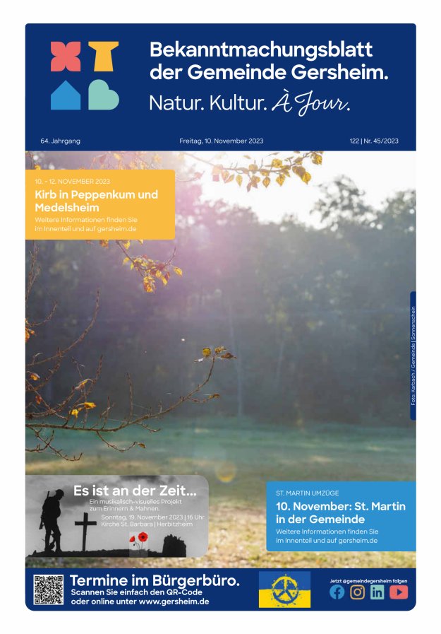 Bekanntmachungsblatt der Gemeinde Gersheim Titelblatt 45/2023