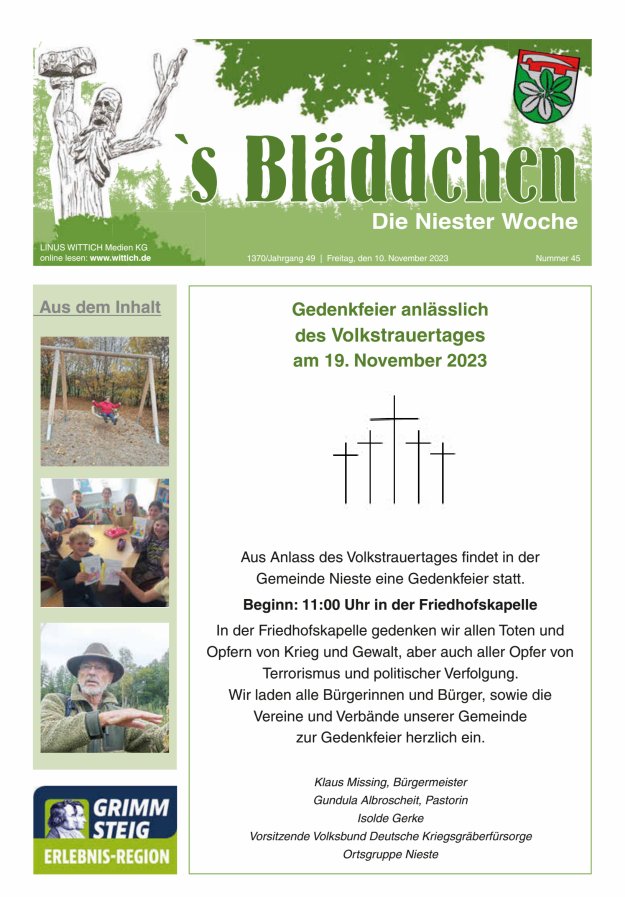 Niester Woche Titelblatt 45/2023