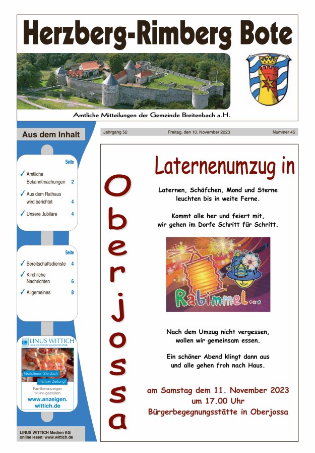 Herzberg-Rimberg Bote Titelblatt 45/2023