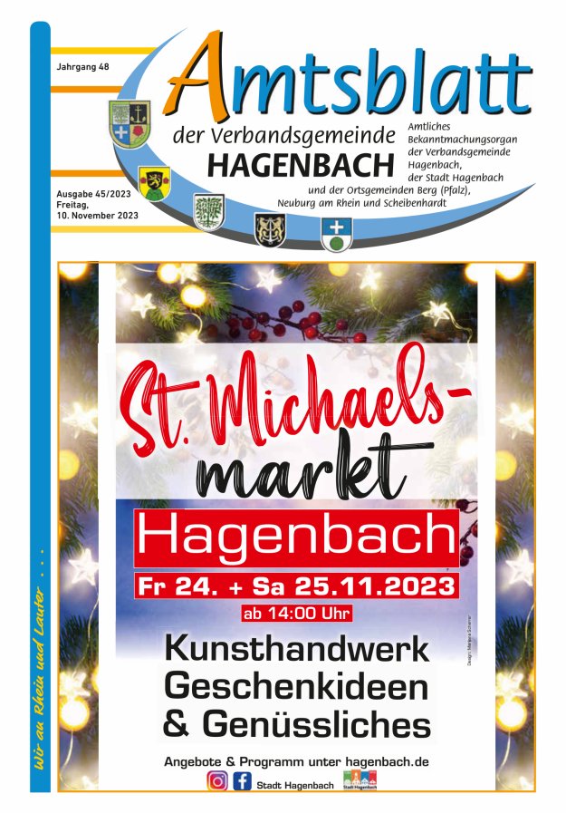Amtsblatt der VG Hagenbach Titelblatt 45/2023