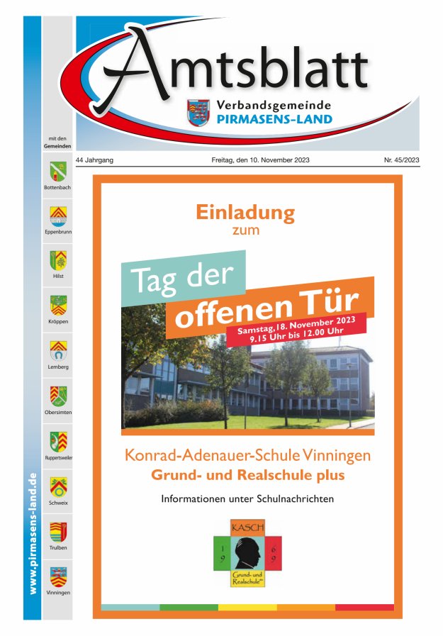 Amtsblatt VG Pirmasens-Land Titelblatt 45/2023