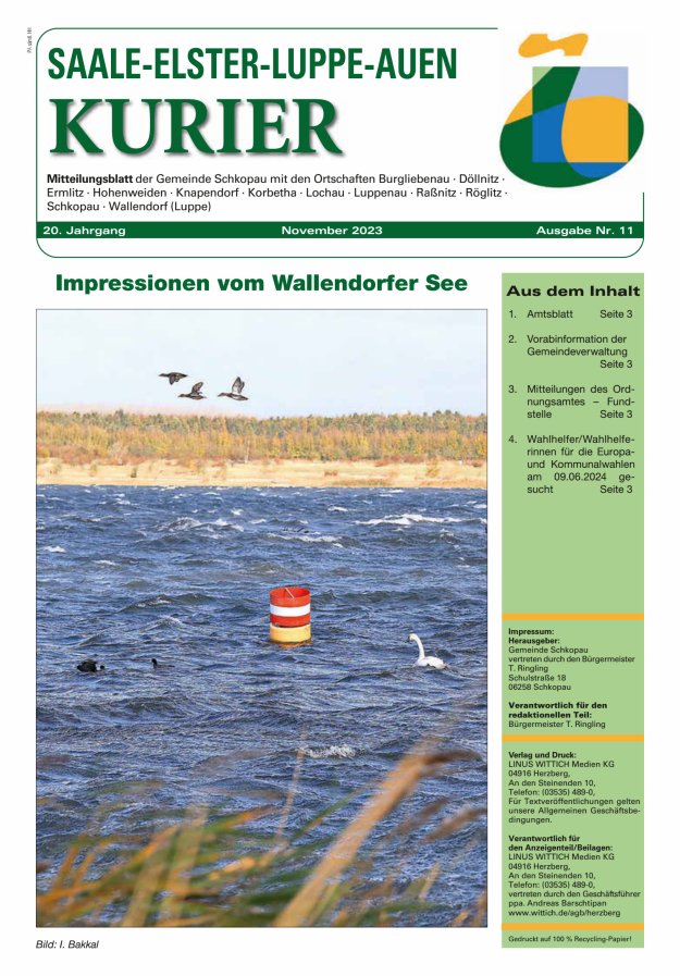 Saale-Elster-Luppe-Auen-Kurier Titelblatt 11/2023