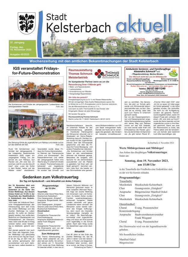 Kelsterbach aktuell Titelblatt 45/2023
