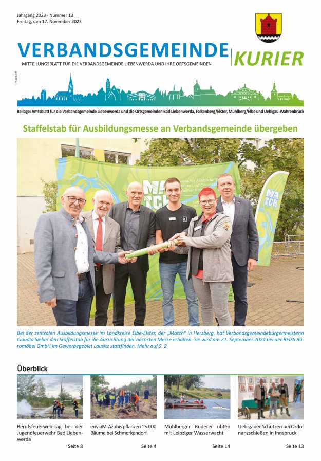 Verbandsgemeindekurier - Mitteilungsblatt für die Verbandsgemeinde Liebenwerda Titelblatt 13/2023