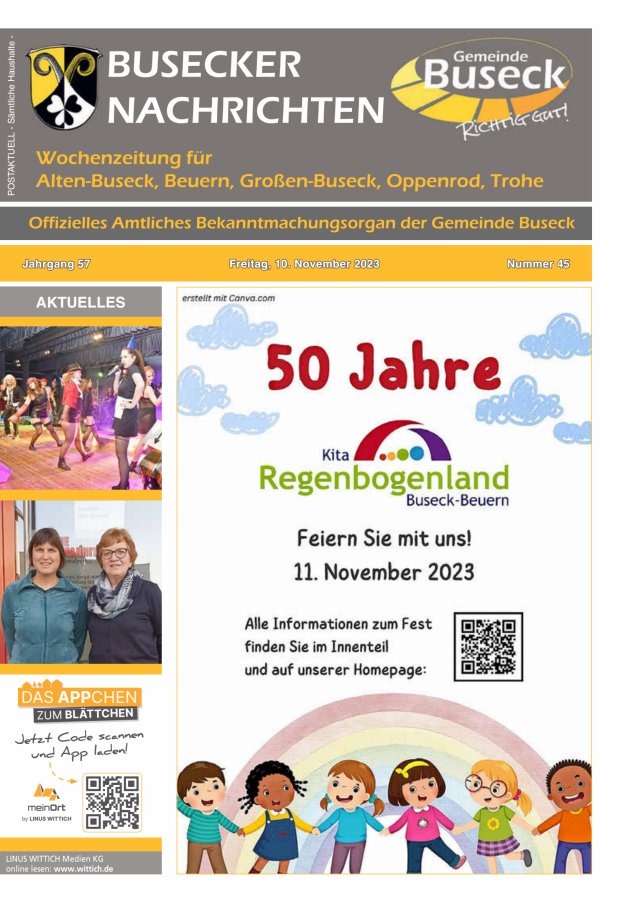 Busecker Nachrichten Titelblatt 45/2023