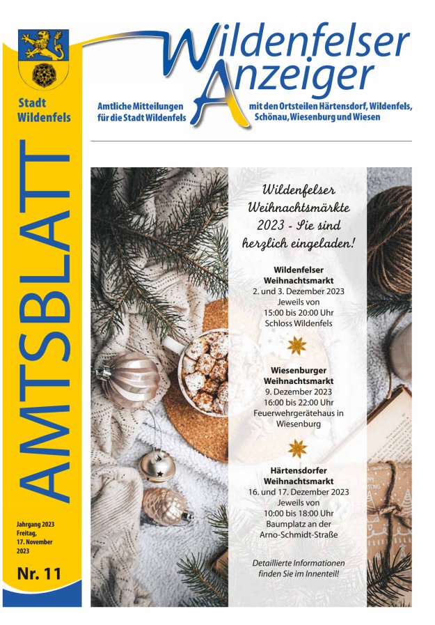 Wildenfelser Anzeiger Titelblatt 11/2023