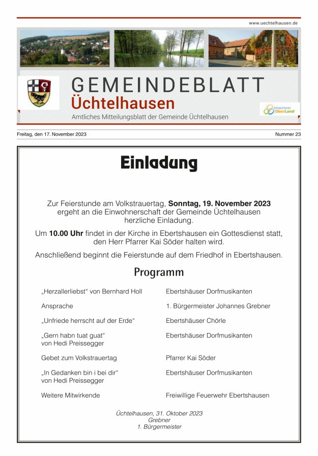 Gemeindeblatt Üchtelhausen Titelblatt 23/2023