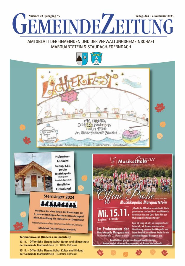 Marquartsteiner und Staudach-Egerndacher Nachrichten Titelblatt 22/2023