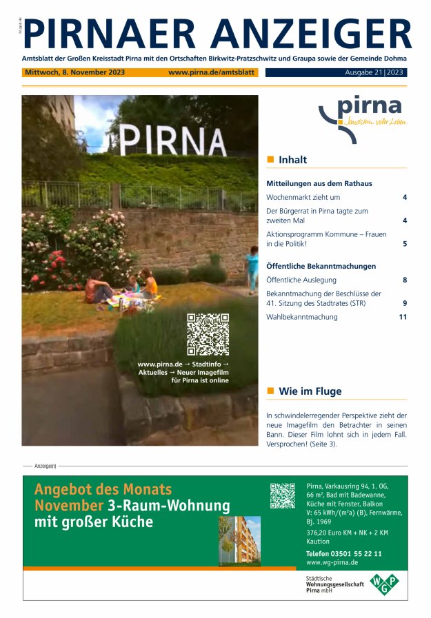 Pirnaer Anzeiger Titelblatt 21/2023
