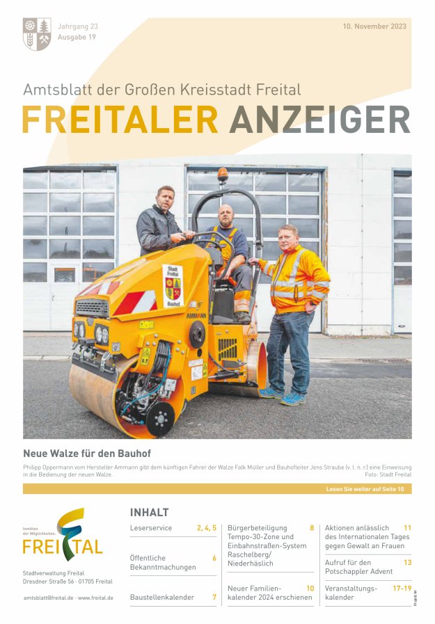 Freitaler Anzeiger - Amtsblatt der Großen Kreisstadt Freital Titelblatt 19/2023