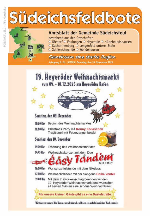 Amtsblatt der Gemeinde Südeichsfeld Titelblatt 11/2023