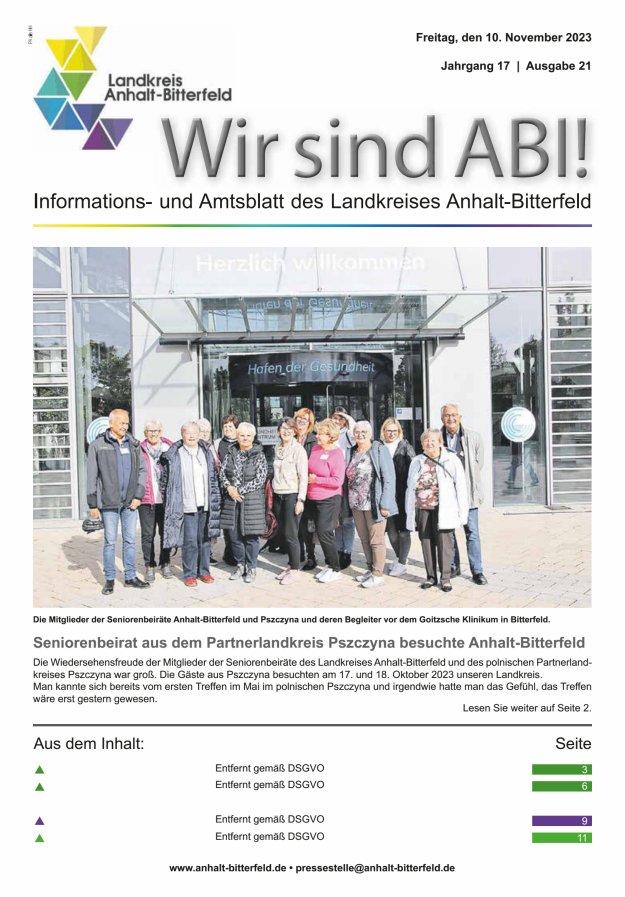 Informations- und Amtsblatt des LK Anhalt-Bitterfeld Titelblatt 21/2023