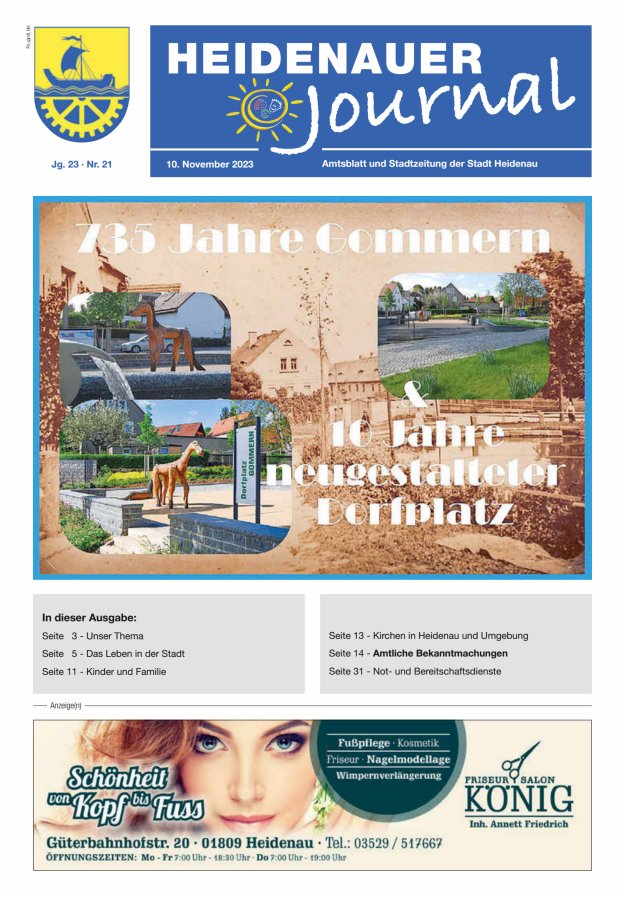 Heidenauer Journal - Amtsblatt und Stadtzeitung der Stadt Heidenau Titelblatt 21/2023