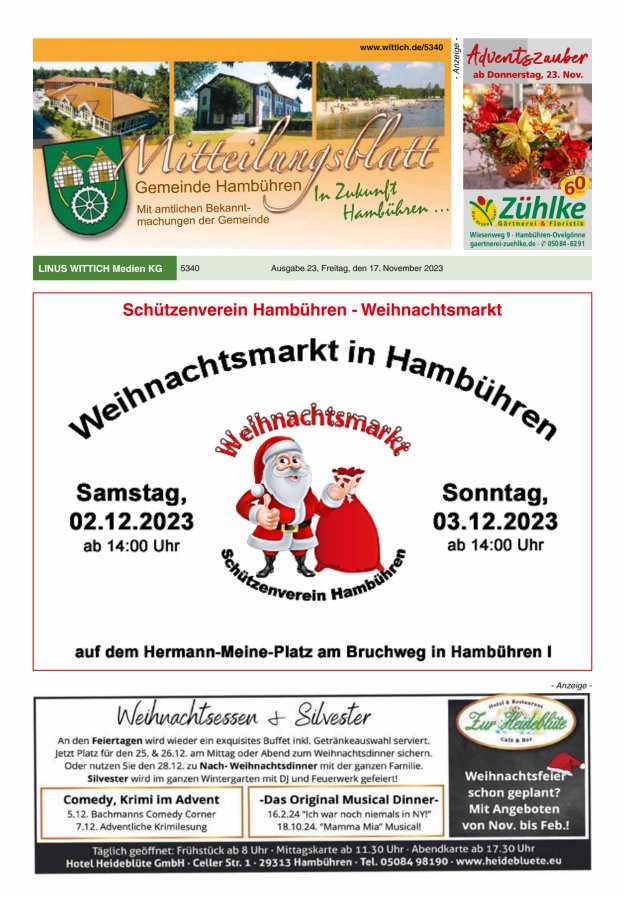Mitteilungsblatt der Gemeinde Hambühren Titelblatt 23/2023