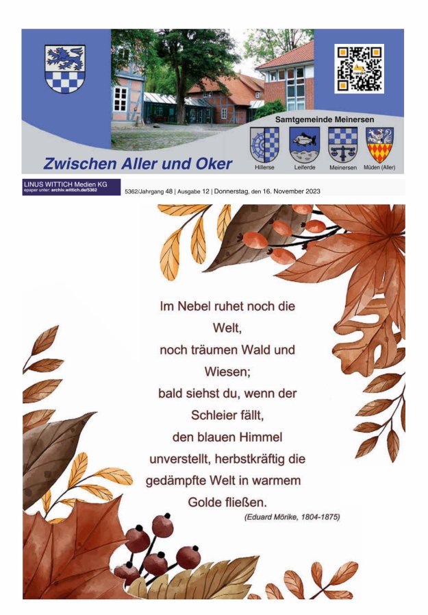 Zwischen Aller und Oker Titelblatt 12/2023