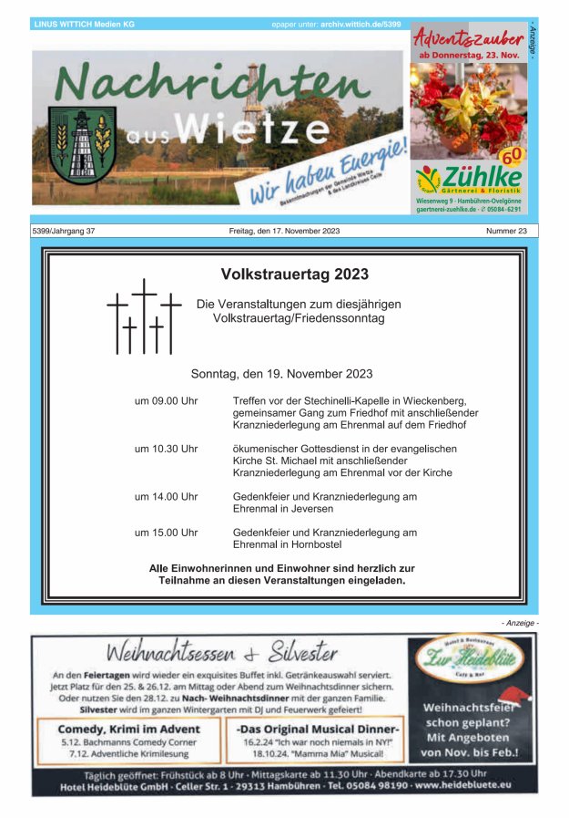 Nachrichten aus Wietze Titelblatt 23/2023