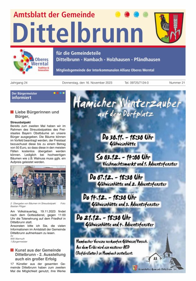 Amtsblatt der Gemeinde Dittelbrunn Titelblatt 21/2023