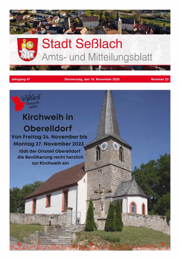 Amts- und Mitteilungsblatt Stadt Seßlach Titelblatt 23/2023