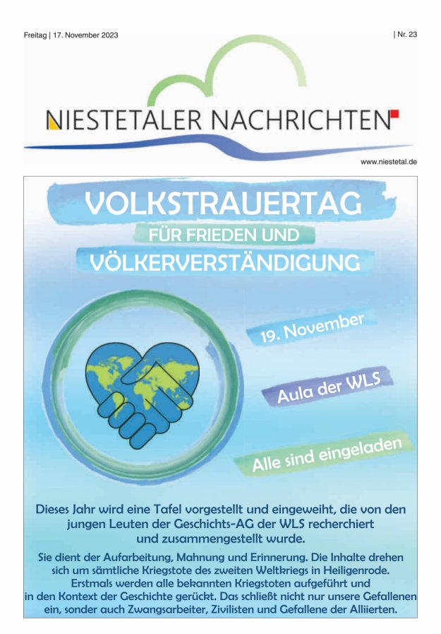 Niestetaler Nachrichten Titelblatt 23/2023