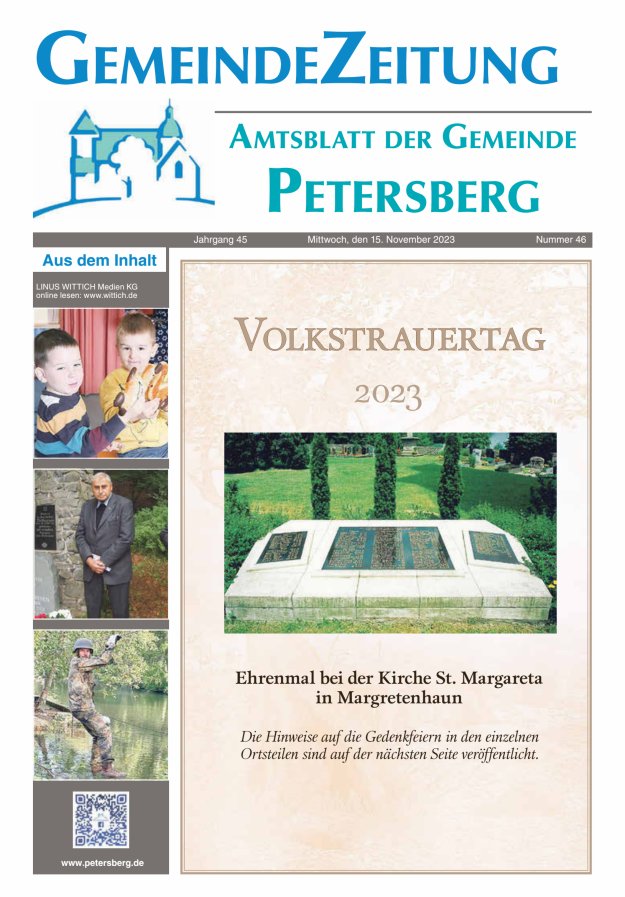 Amtsblatt Blickpunkt Petersberg Titelblatt 46/2023