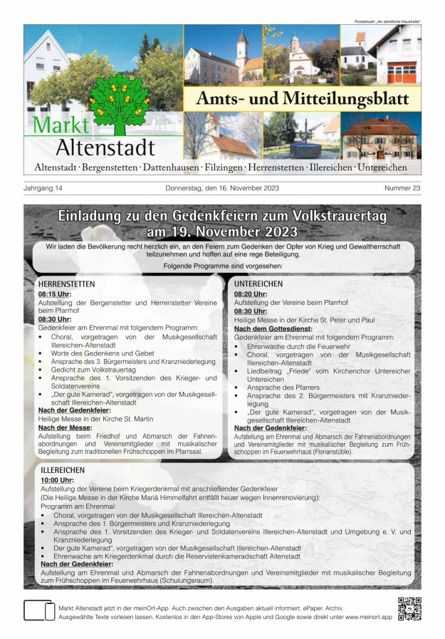 Amts- und Mitteilungsblatt des Marktes Altenstadt Titelblatt 23/2023
