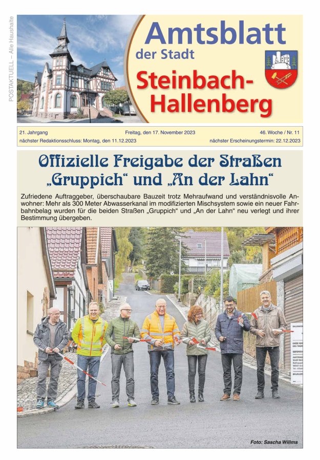 Amtsblatt der Stadt Steinbach-Hallenberg Titelblatt 11/2023