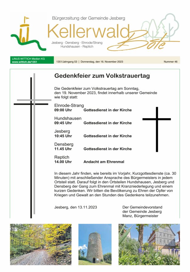 Kellerwaldbote - Bürgerzeitung der Gemeinde Jesberg Titelblatt 46/2023