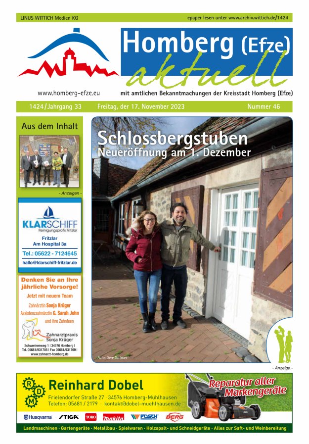Homberg Efze aktuell Titelblatt 46/2023