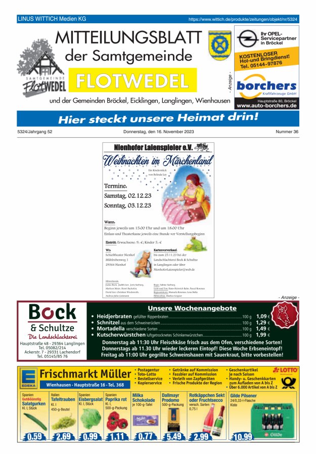 Mitteilungsblatt der Samtgemeinde Flotwedel Titelblatt 36/2023