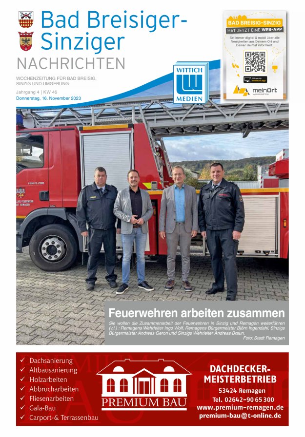 Bad Breisiger-Sinziger Nachrichten Titelblatt 46/2023