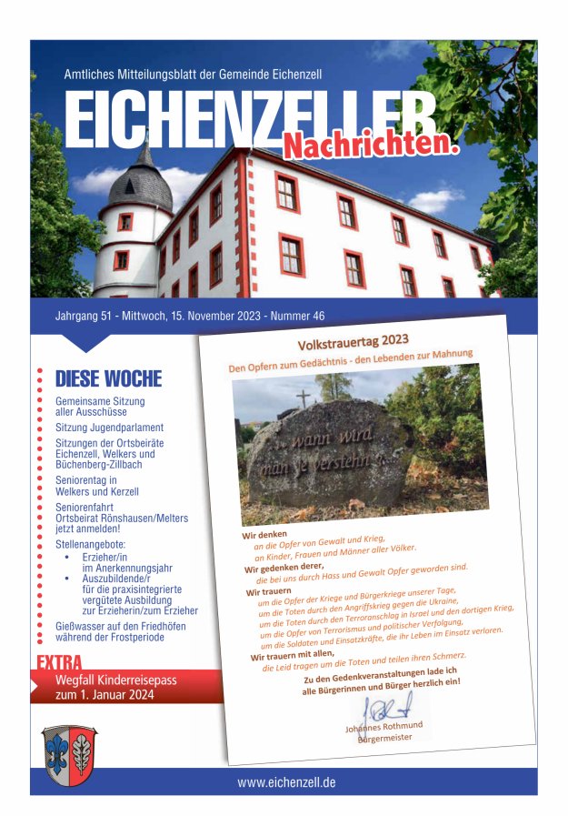 Amtliches Mitteilungsblatt der Gemeinde Eichenzell Titelblatt 46/2023