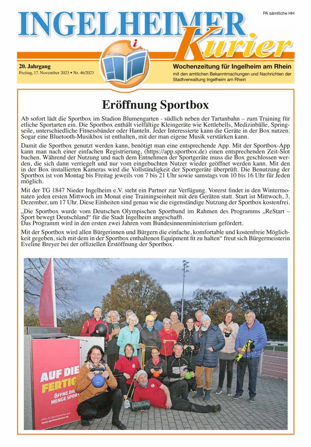 Ingelheimer Kurier Titelblatt 46/2023