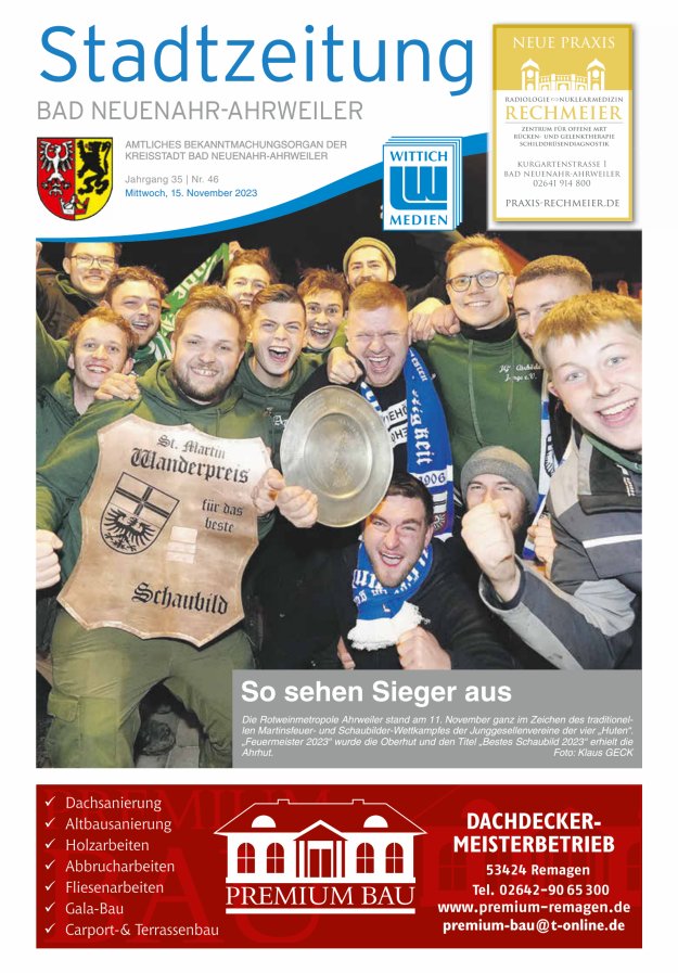 Stadtzeitung Bad Neuenahr-Ahrweiler Titelblatt 46/2023