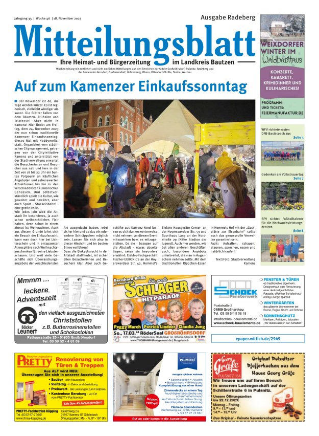 Mitteilungsblatt LK Bautzen Ausgabe Radeberg Titelblatt 23/2023
