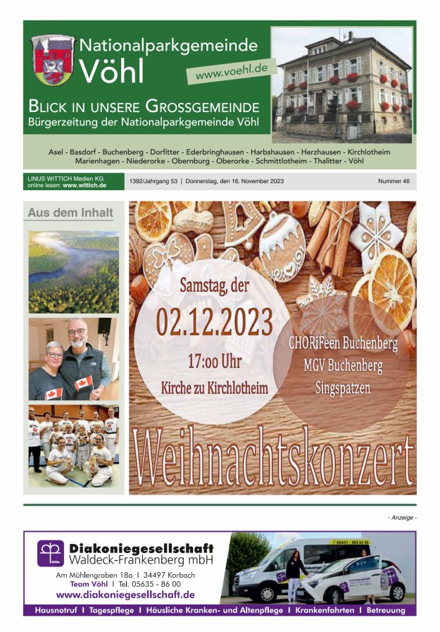 Blick in unsere Grossgemeinde Titelblatt 46/2023