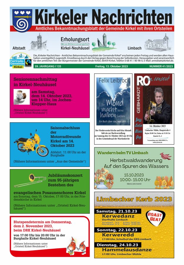 Kirkeler Nachrichten Titelblatt 41/2023