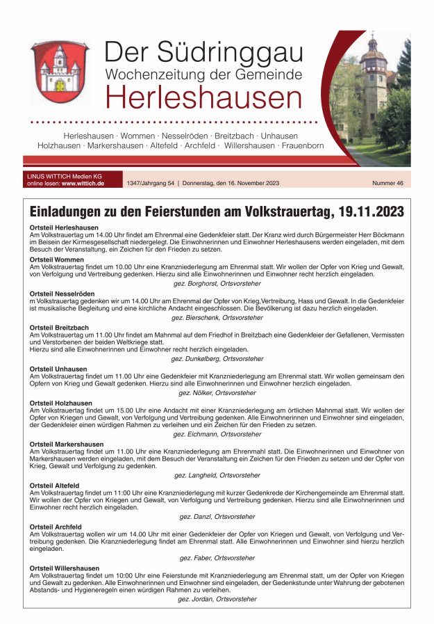 Der Südringgau Titelblatt 46/2023