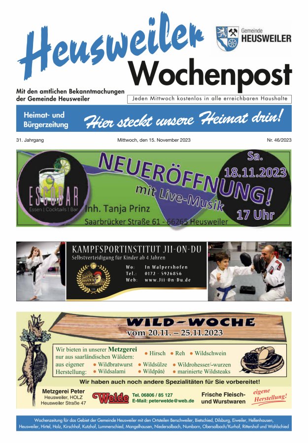 Heusweiler Wochenpost Titelblatt 46/2023