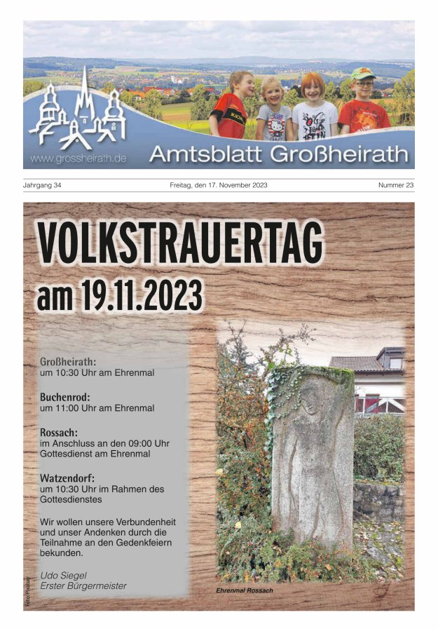 Amtsblatt Großheirath Titelblatt 23/2023