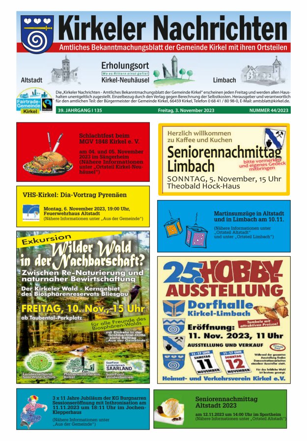 Kirkeler Nachrichten Titelblatt 44/2023